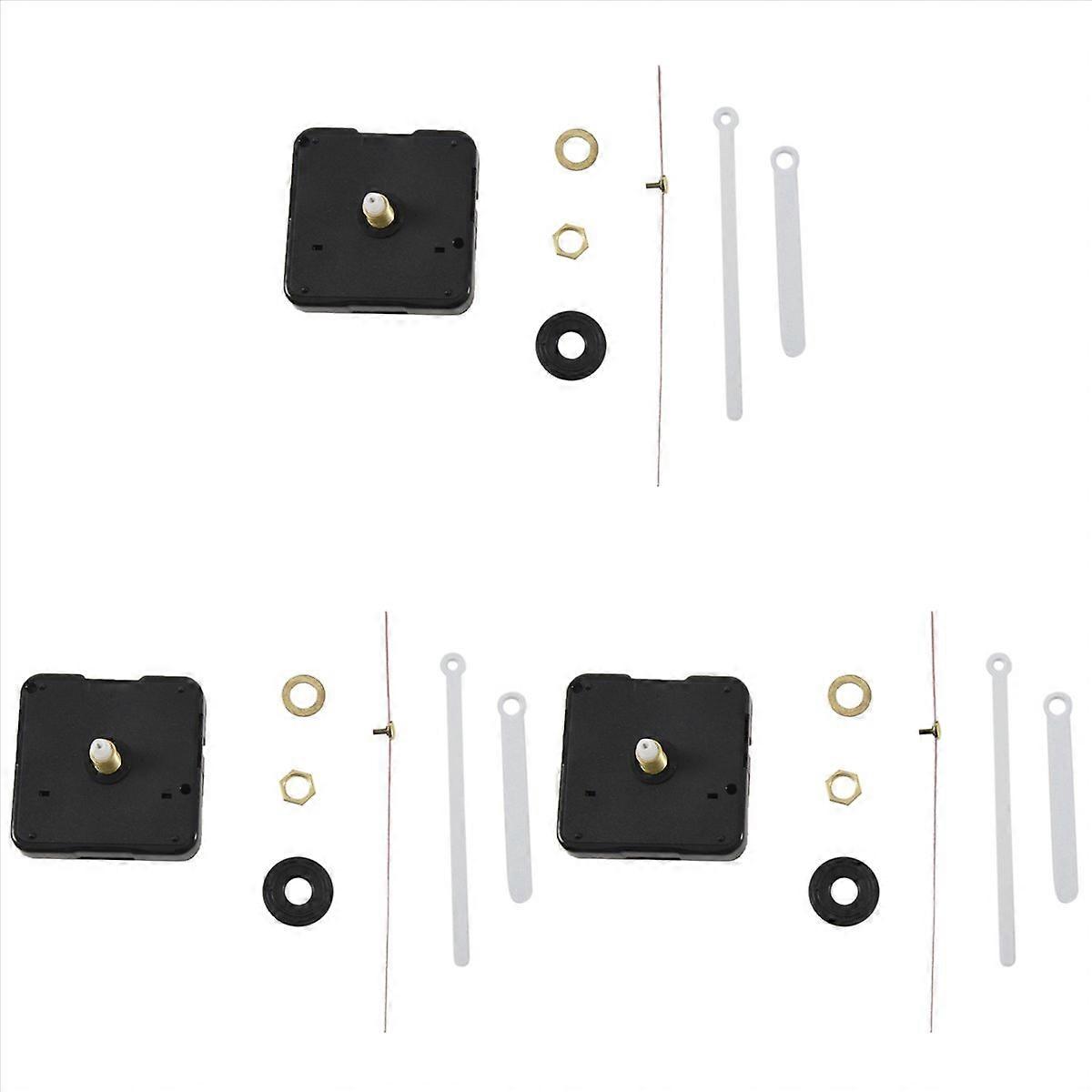 3X Clock Movement Mechanism with White Hour Minute Red Second Hand DIY Tools Kit