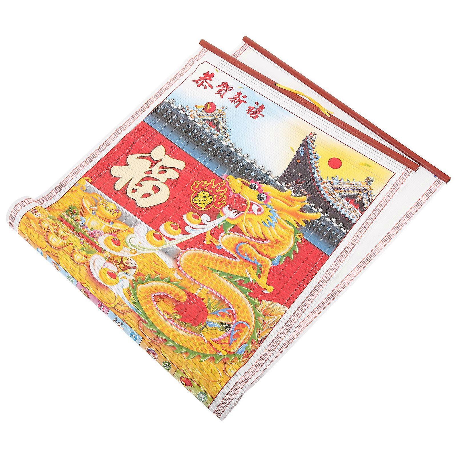 2024 Dragon Pattern Wall Calendar Hanging Calendar for 4Pcs Home Use