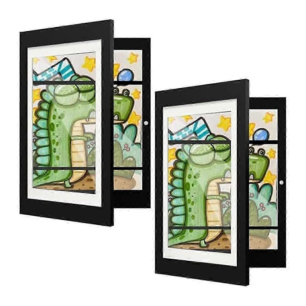 2 Pack Kids Art Frames, Changeable Display, A4 Picture Frames, Front-Opening