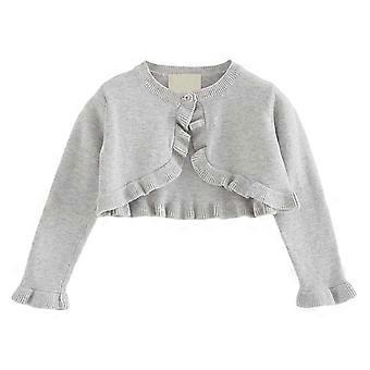 Cardigã de tricô infantil AWZXDE para meninas, modelo aberto na frente, leve e ideal para o outono, na cor cinza. Disponível para crianças de 3 a 4 anos.