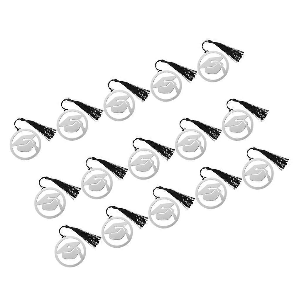 Creative Metal Graduation Hat Bookmark for School 15Pcs Silver Set