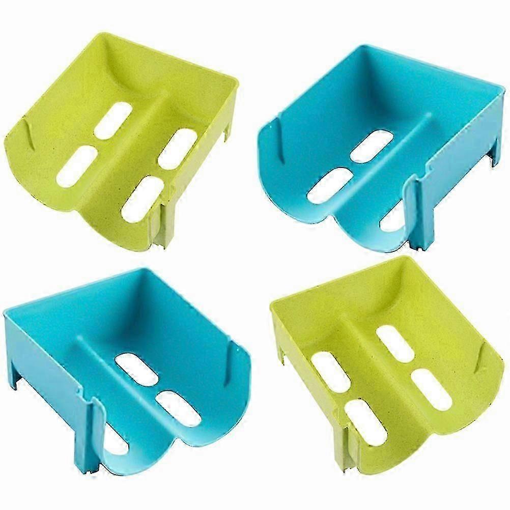 Plastic Storage Boxes 4Pcs, Stackable Drink Racks For Home Use, Green & Blue