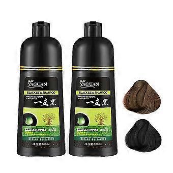 Lightweight Yaguan Herbal Black Dew Shampoo, Black Hair Dye Shampoo 3-In-1 Dye Hair Colorin-xigua