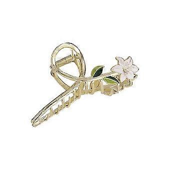 Presilhas de cabelo com flor, em metal dourado, compatíveis com mulheres e meninas.