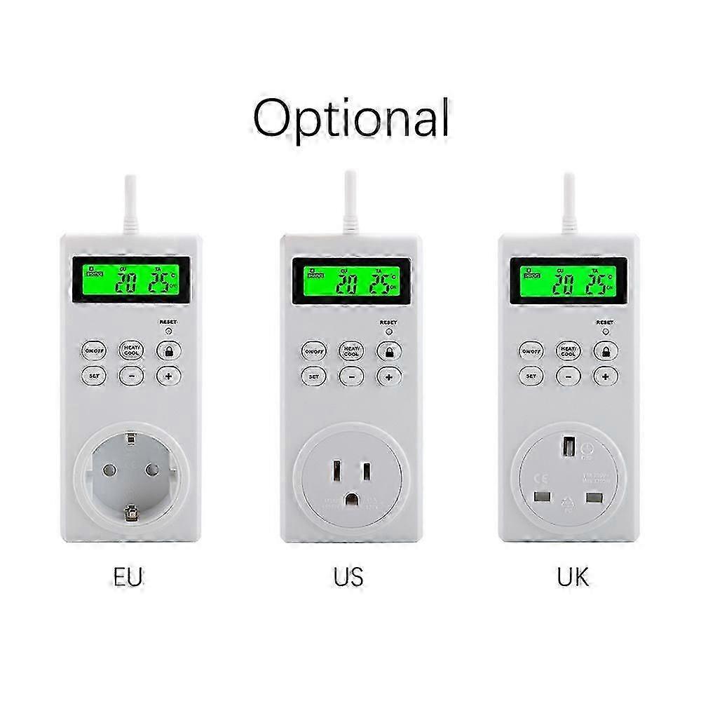 Plug-in Thermostat Programmable Wireless Temperature Controlled Outlet Heating & Cooling Mode Built-in Temperature Sensor with LCD Backlight Digital D