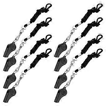 8pcs Portable Whistles with Rope Emergency Survival Whistles for Referee Hiking Camping