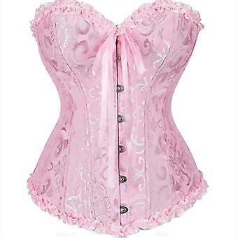 Corset bustier sexy à lacets et fleurs pour femme, grande taille S07