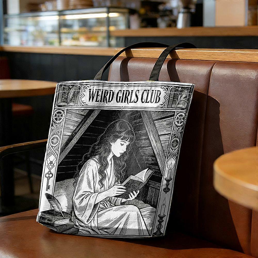 Sac de courses The Weird Club Loft Reading à imprimé numérique - Un sac de courses réutilisable avec des poignées métalliques robustes, Perf-Rpolk