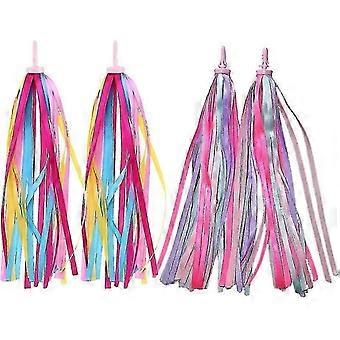 2 paires de banderoles de vélo rubans de guidon de vélo pour enfants garçons filles enfants, scooter pompons décoration mieux - yaa