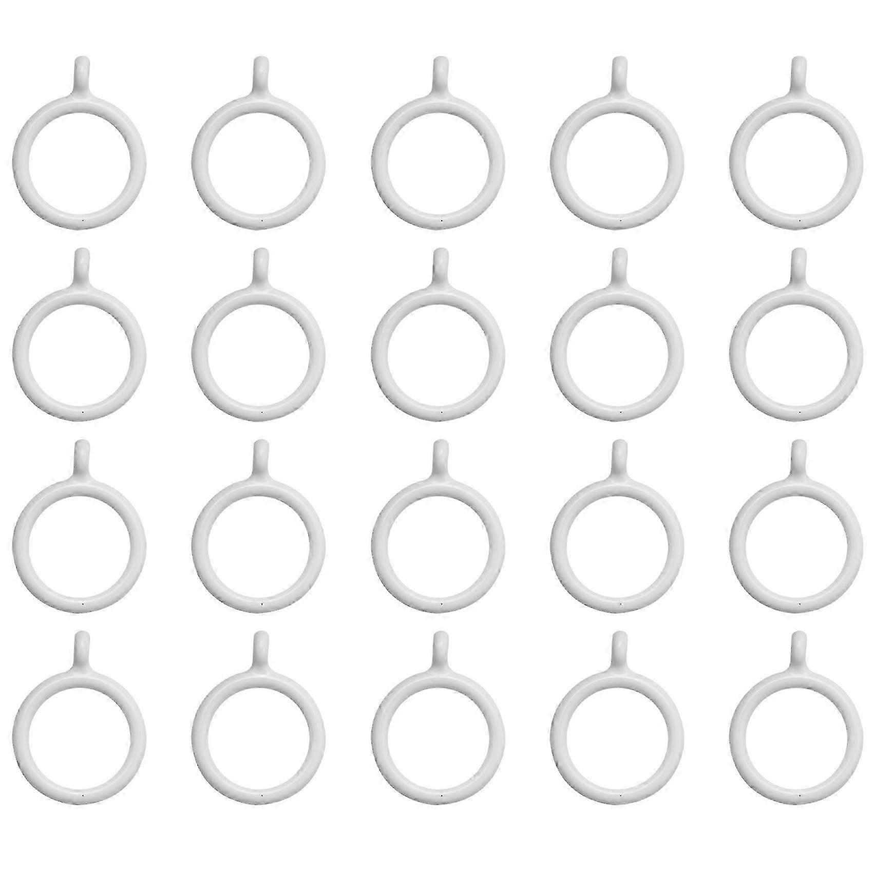 White Plastic Gourd Curtain Rings, 25mm Inner Diameter 35mm Outer Diameter with Eyelet, Smooth Gliding for Standard Rods, 20 Pack