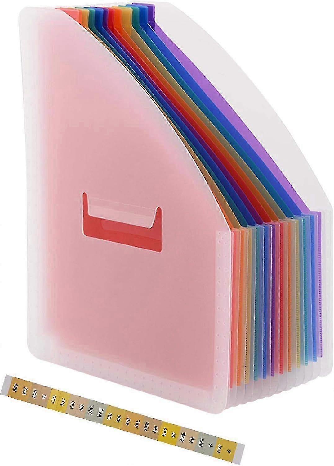 1pc 13 Compartment A4 Folder - Expandable Paper Folder, Student Paper Folder (White) 26-27
