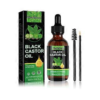 Óleo de rícino preto, hidratar as raízes do cabelo fortalece o cabelo sobrancelhas cílios natural espesso esguio longo líquido