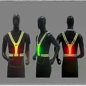 En refleksvest med justerbart LED-kjørelys, egnet for sykling, synlighet om natten, arbeid, fisking og sport.
