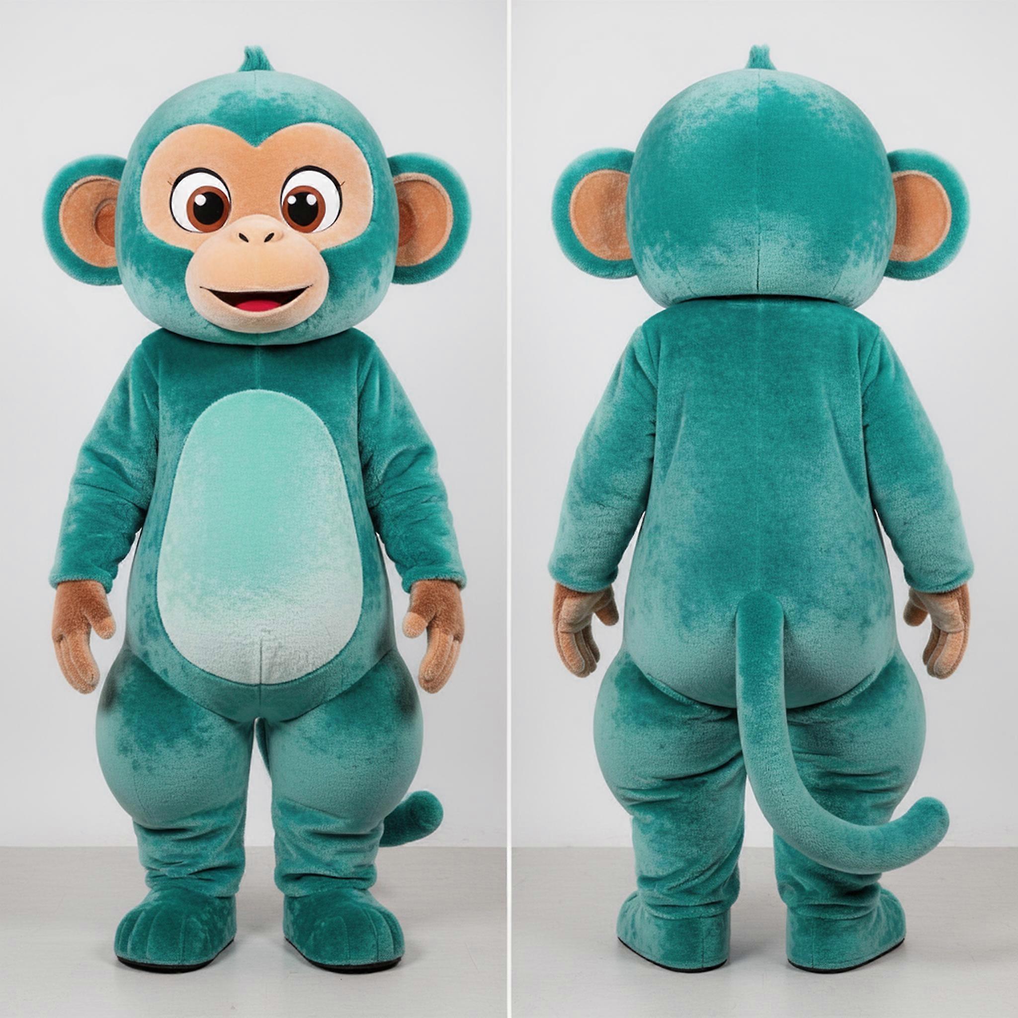 MASTICOT Teal Velvety Capuchin Monkey Mascot