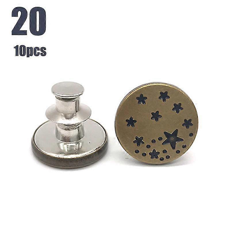 10pcs Retractable Jeans Button Adjustable Removable Clipless Metal Button Zinc Alloy Round1