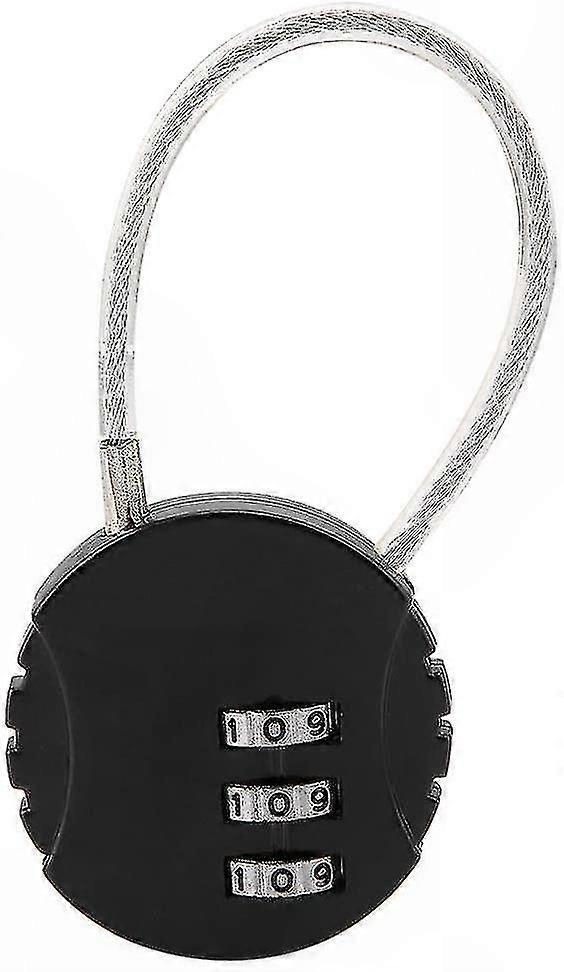 Security Padlock with Steel Cable and 3-Digit Code for Suitcase and Backpack