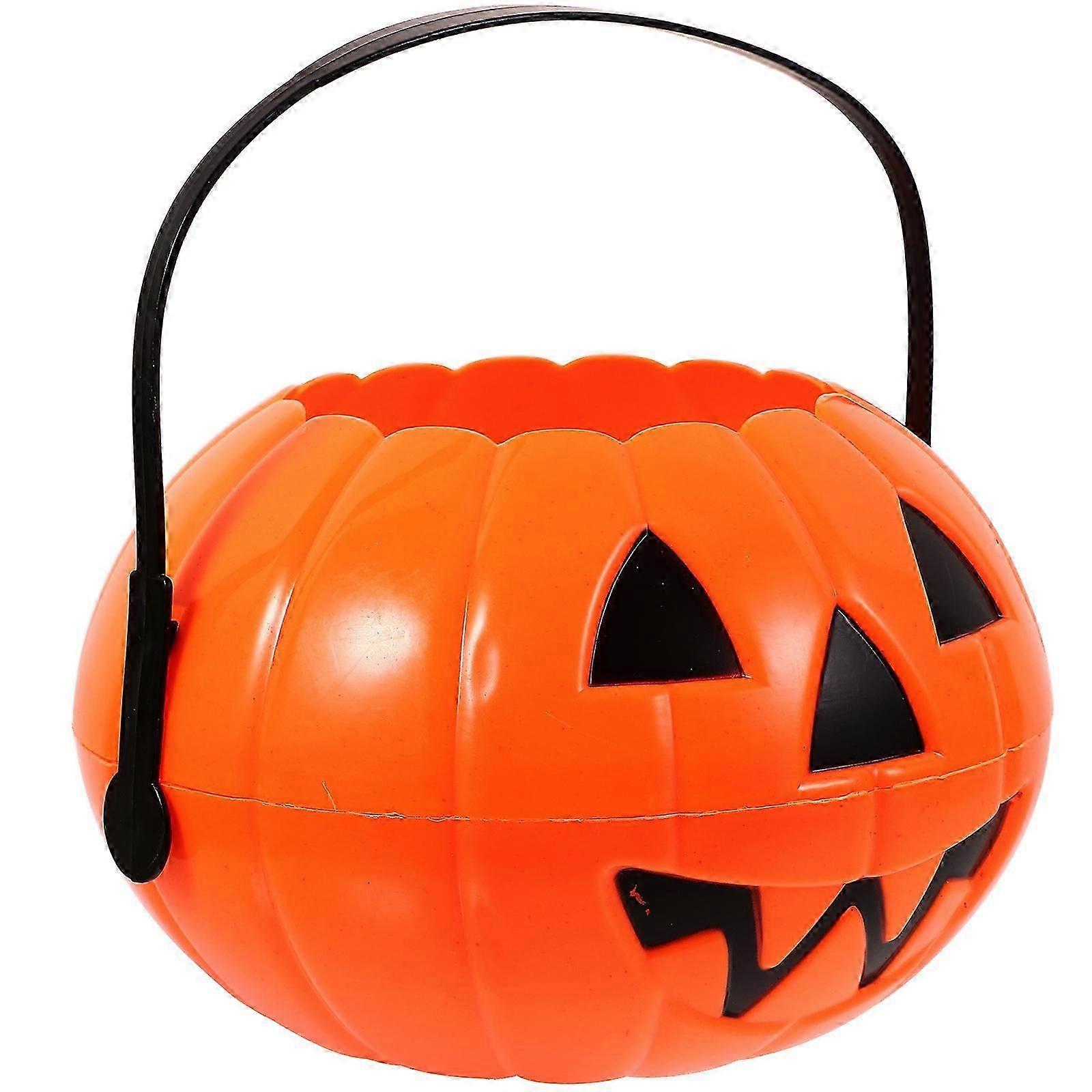 Halloween Storage Candy Bucket Orange Plastic Pumpkin