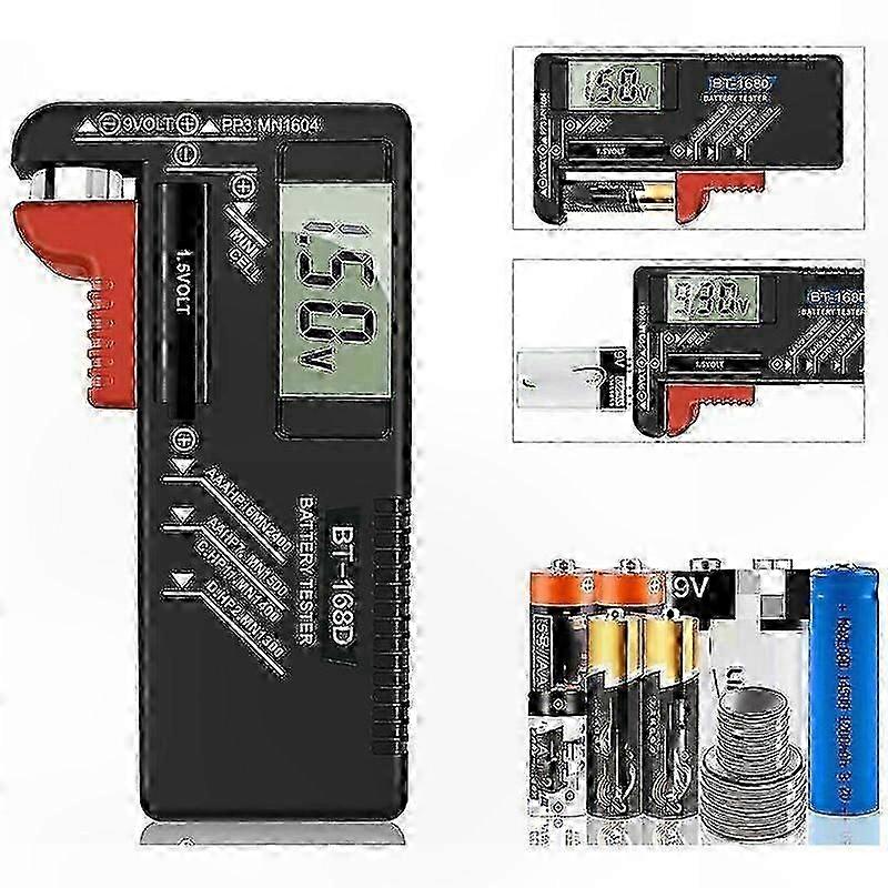 Universal Digital Battery Checker for AA, AAA, C, D, 9V, PP3, Button Cells, 1.5V Testing Functionality