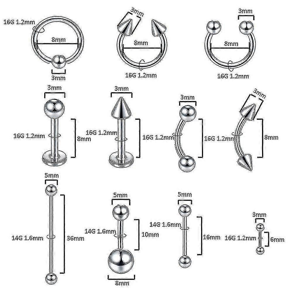 140PC Stainless Piercing Kit Full