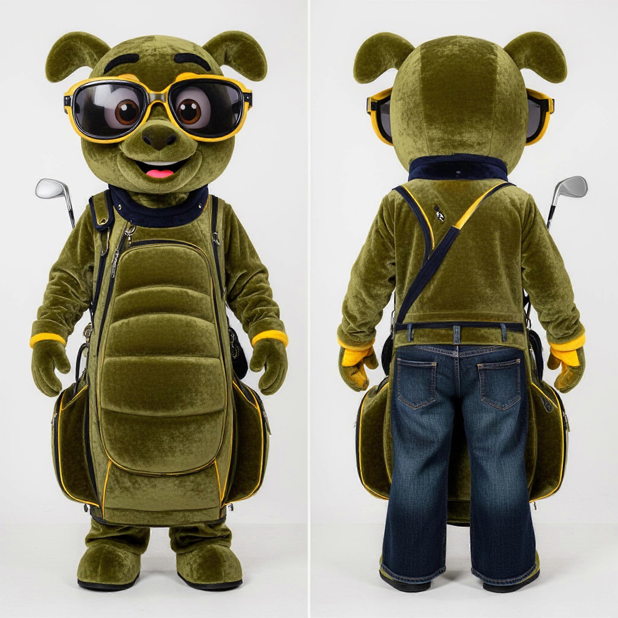 MASTICOT Olive Green Plush Golf Bag Mascot