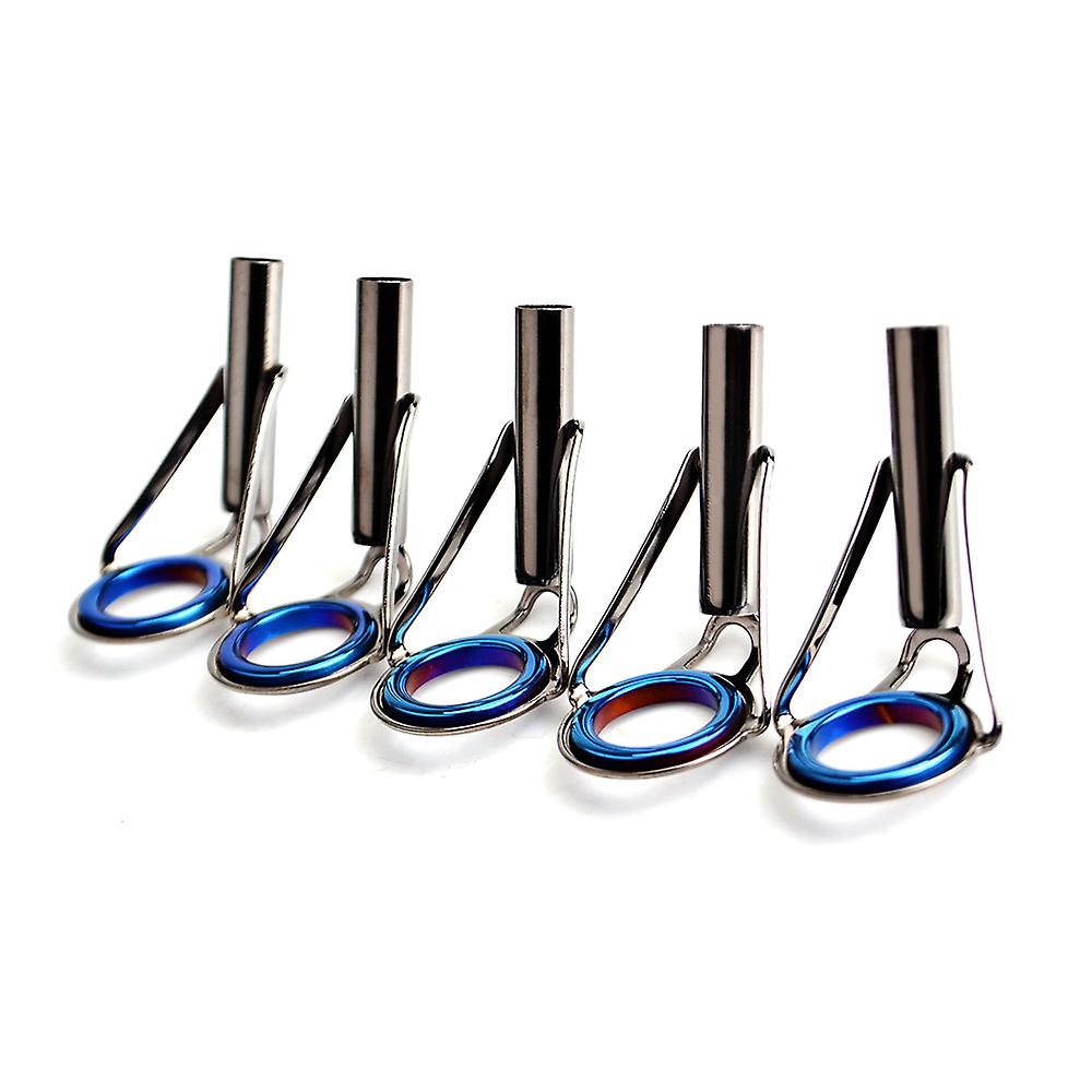 Drejelig agnstøbt fiskestangsguide integreret rustfrit stål (5 stykker - blå)