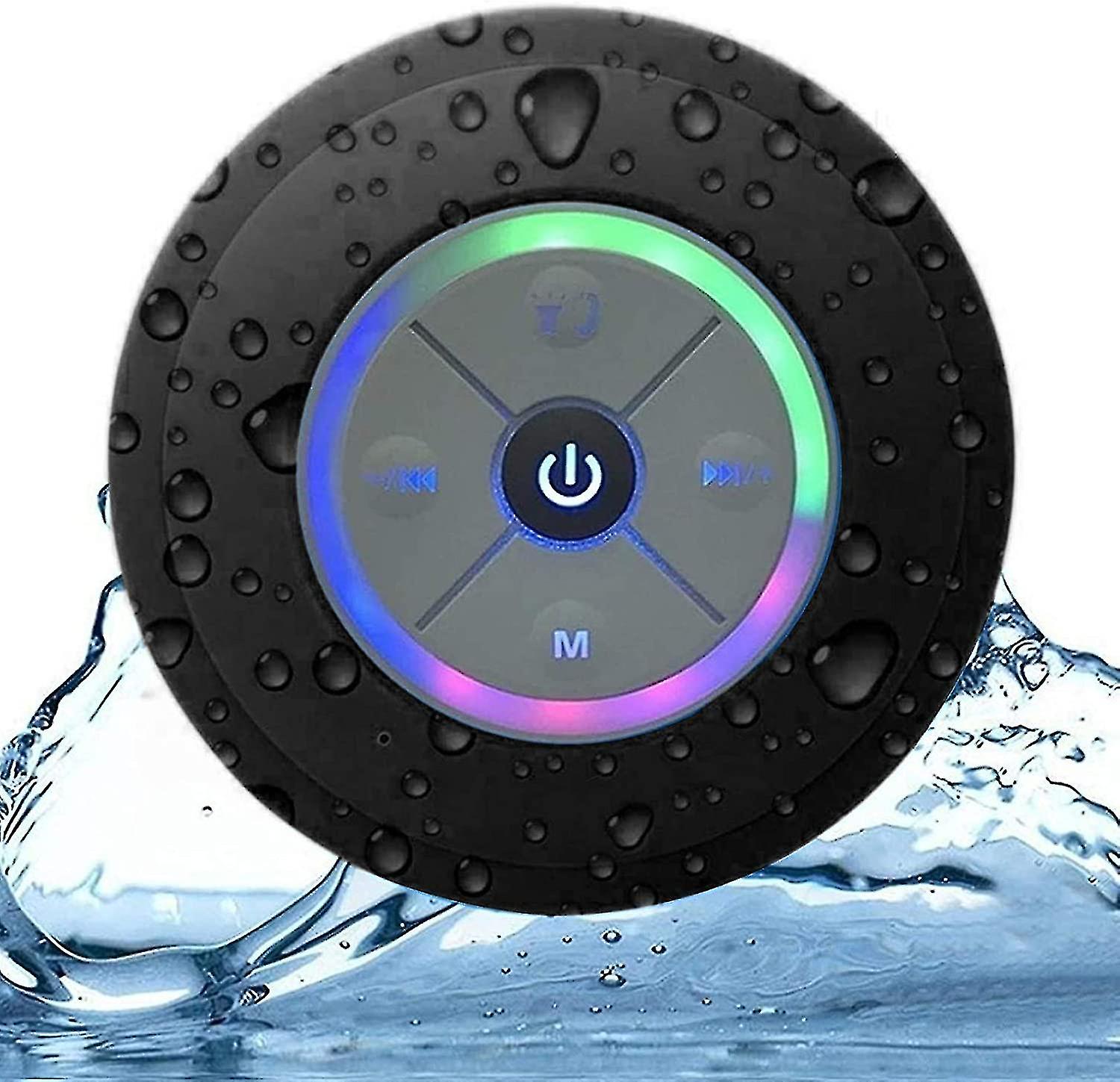 Led Bluetooth Shower Speaker With Fm Radio And Strong Suction Cup, Ipx5 Portable