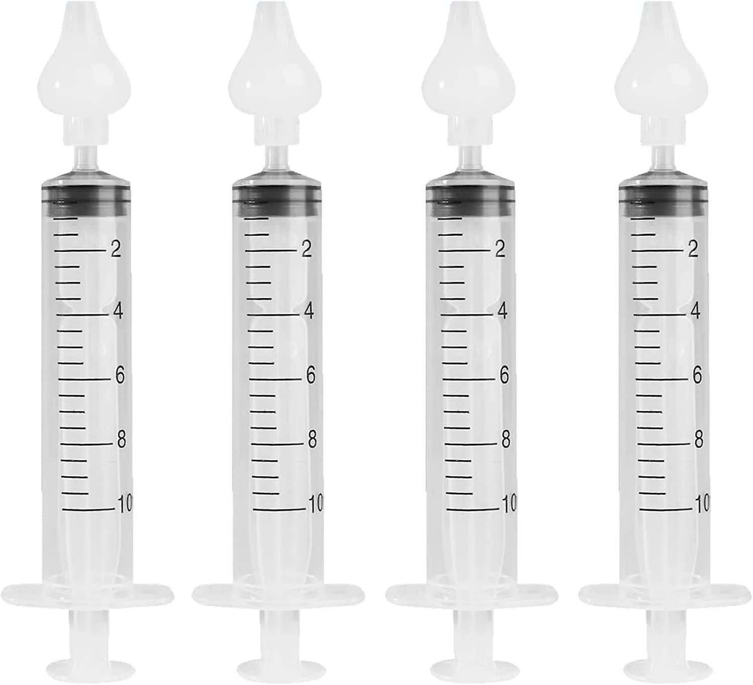 4 Pcs Baby Nasal Syringe, Portable Nasal Irrigator Syringe 10ml, Nasal Irrigation, with Reusable Cleanable Silicone Nasal Suction Tip