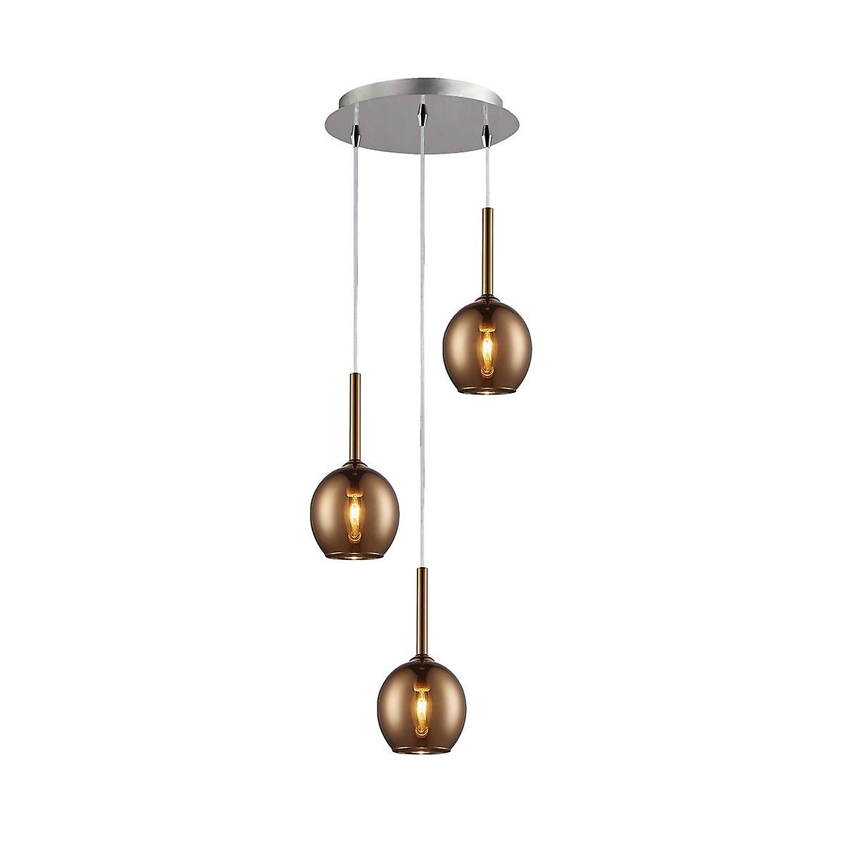 Zumaline Monic Cluster Pendant Ceiling Light, Copper, 3x E14