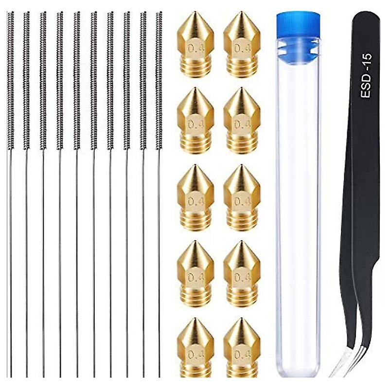 21pcs 3d Printer Mk8 Nozzle Cleaning Kit 0.4mm Mk8 Needles Tweezers Tool
