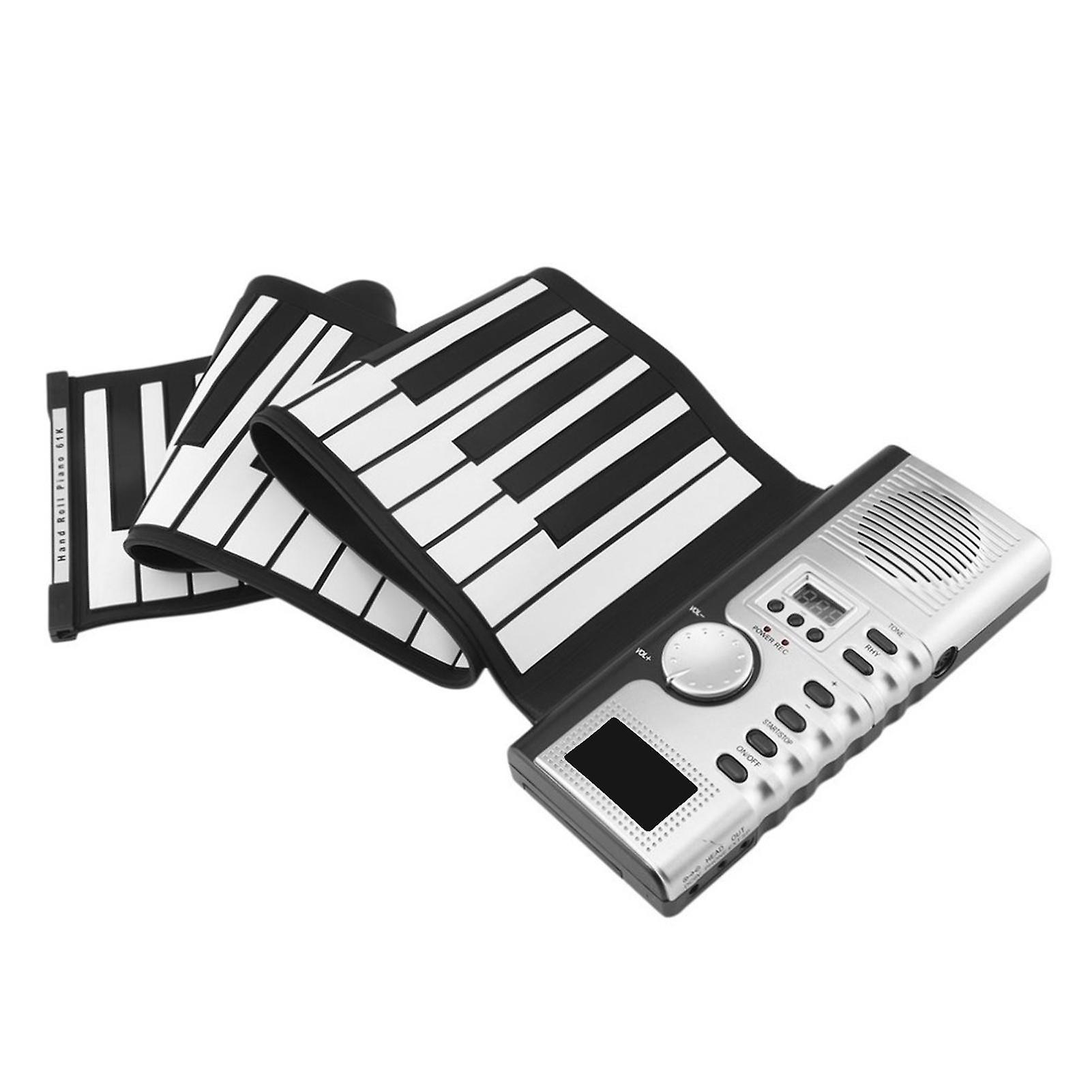 61 Keys Roll Up Piano Keyboard Portable Soft Silicone Electronic Piano with Built-in Speaker LCD