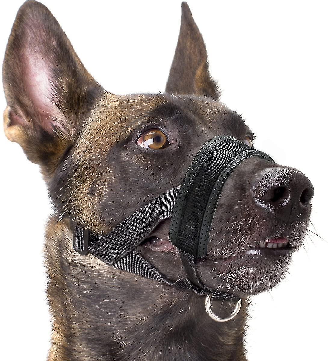 Dog Muzzle Nylon Soft Padding Adjustable Loop Black