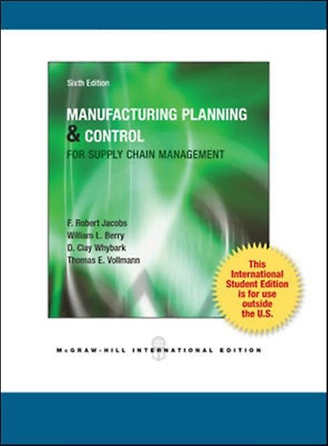 Manufacturing Planning And Control For Supply Chain Management by Thomas Vollmann Paperback