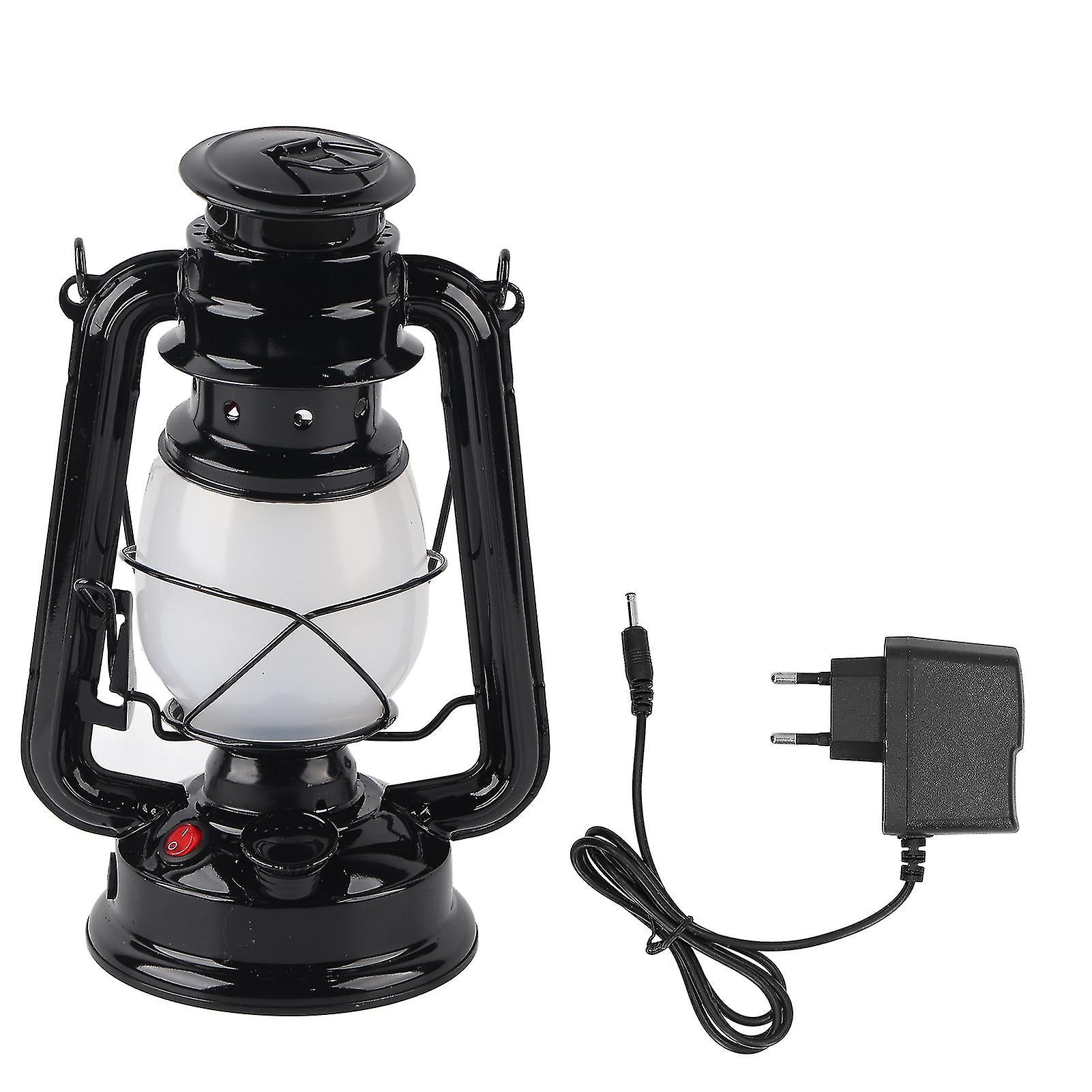 Led Lantern Camping Light Rechargeable Lamp Retro Style Portable Eu Plug 110240v Warm White Lightblack