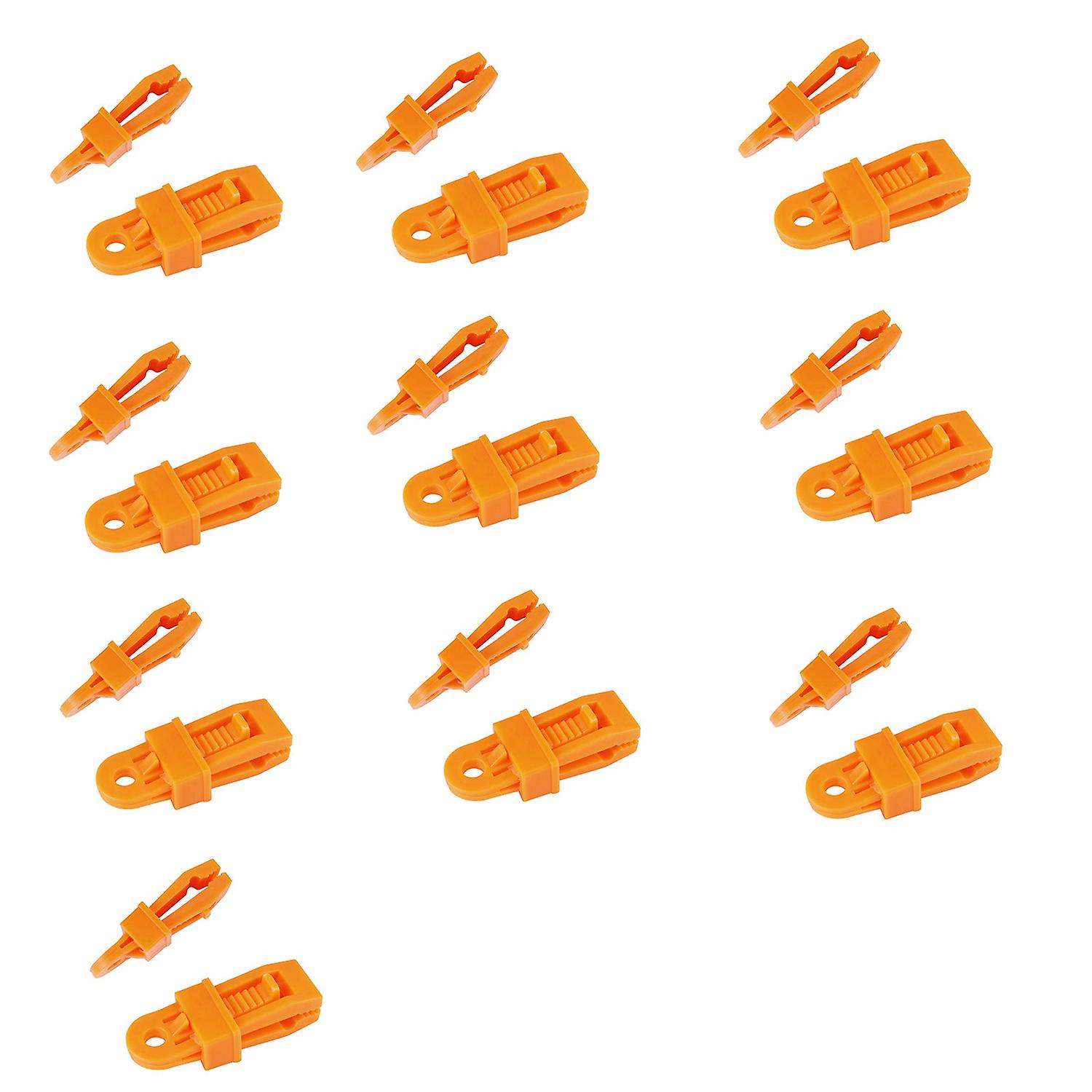 Orange Heavy-Duty Tent Clips - 10pcs Adjustable Lock Grip, Waterproof Windproof