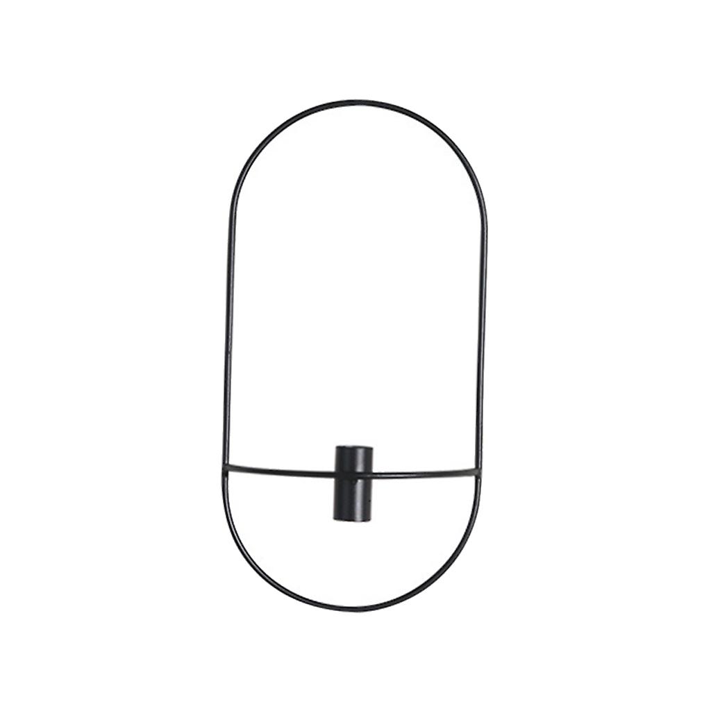 Home 3d Geometric Candlestick Iron Wall Candle Holder Black Style 01