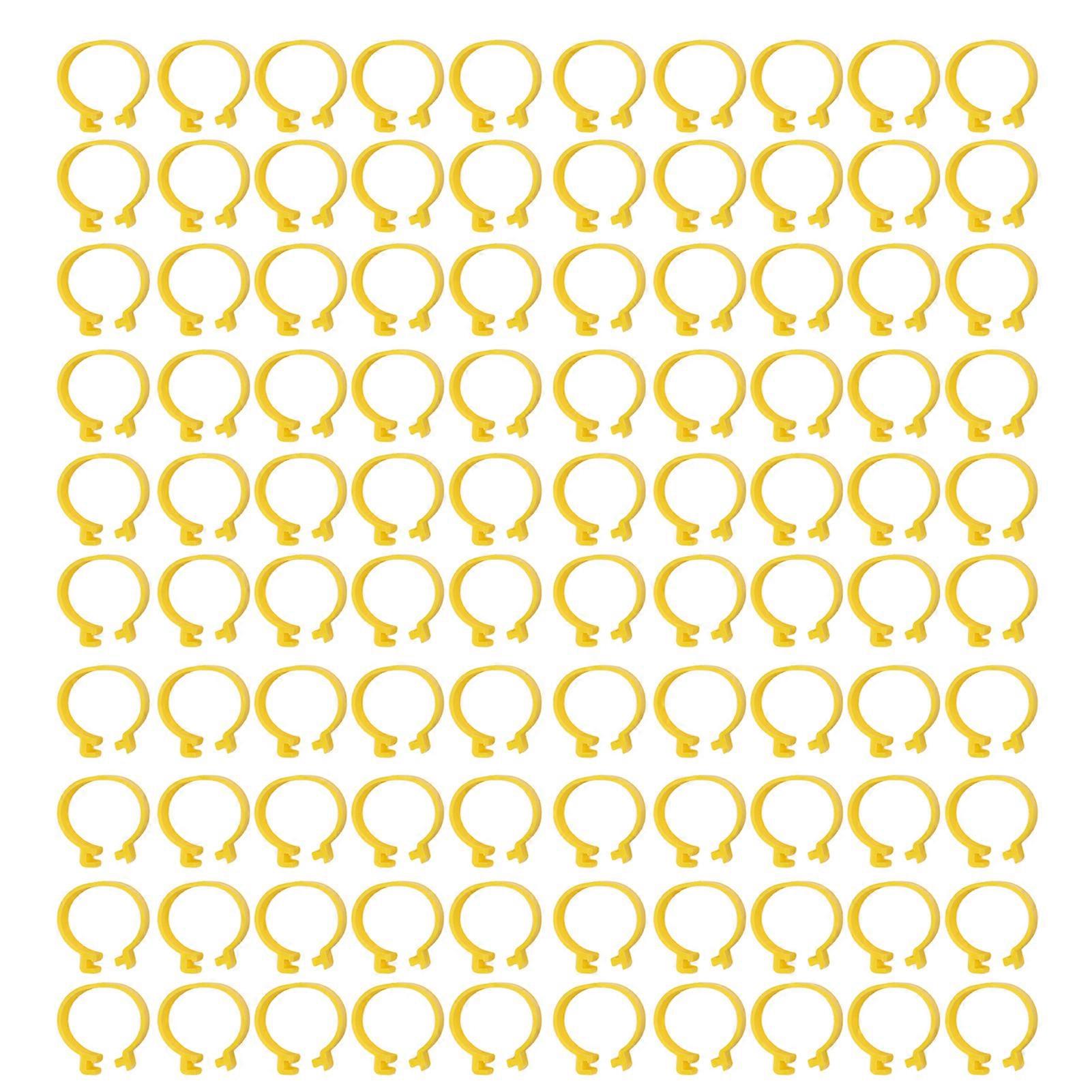 100 Pcs Reusable Plastic Chicken Duck Geese Peg Rings Yellow 20mm
