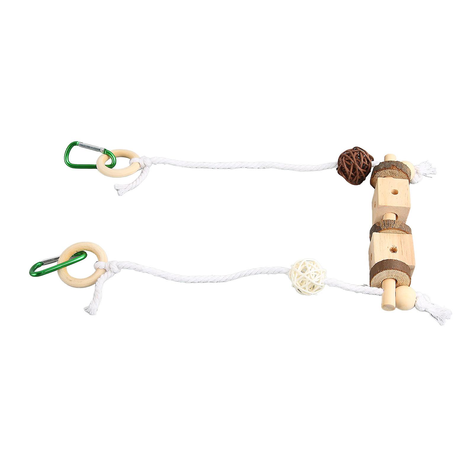 Bird Hanging Swing with Rattan Ball & Wood Block for Parrots