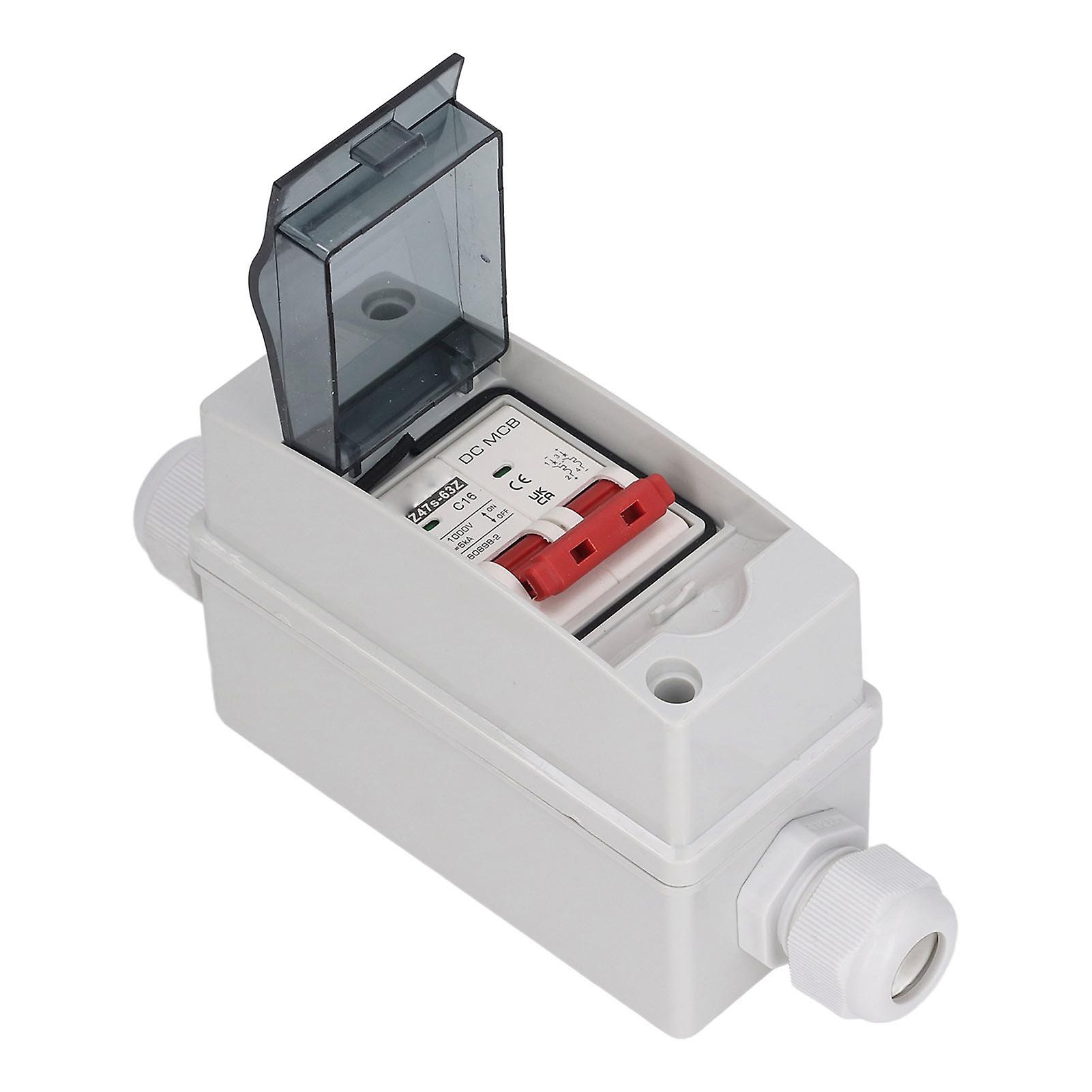 DC Circuit Breaker IP65 Waterproof DC Disconnect Switch for Solar PV System 2P 1000V 16A