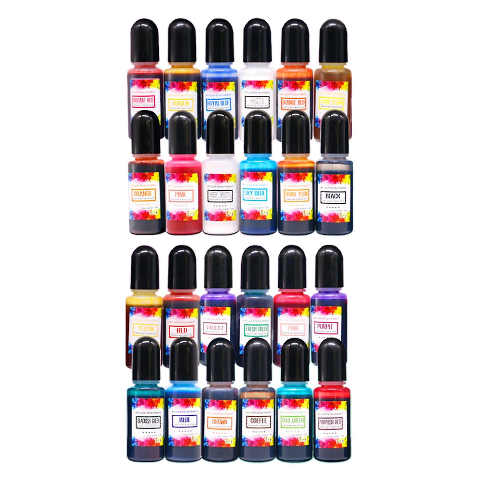 24x Vibrant Inks Set Epoxy Resin Pigment 10ml Scrapbook Tumbler Making