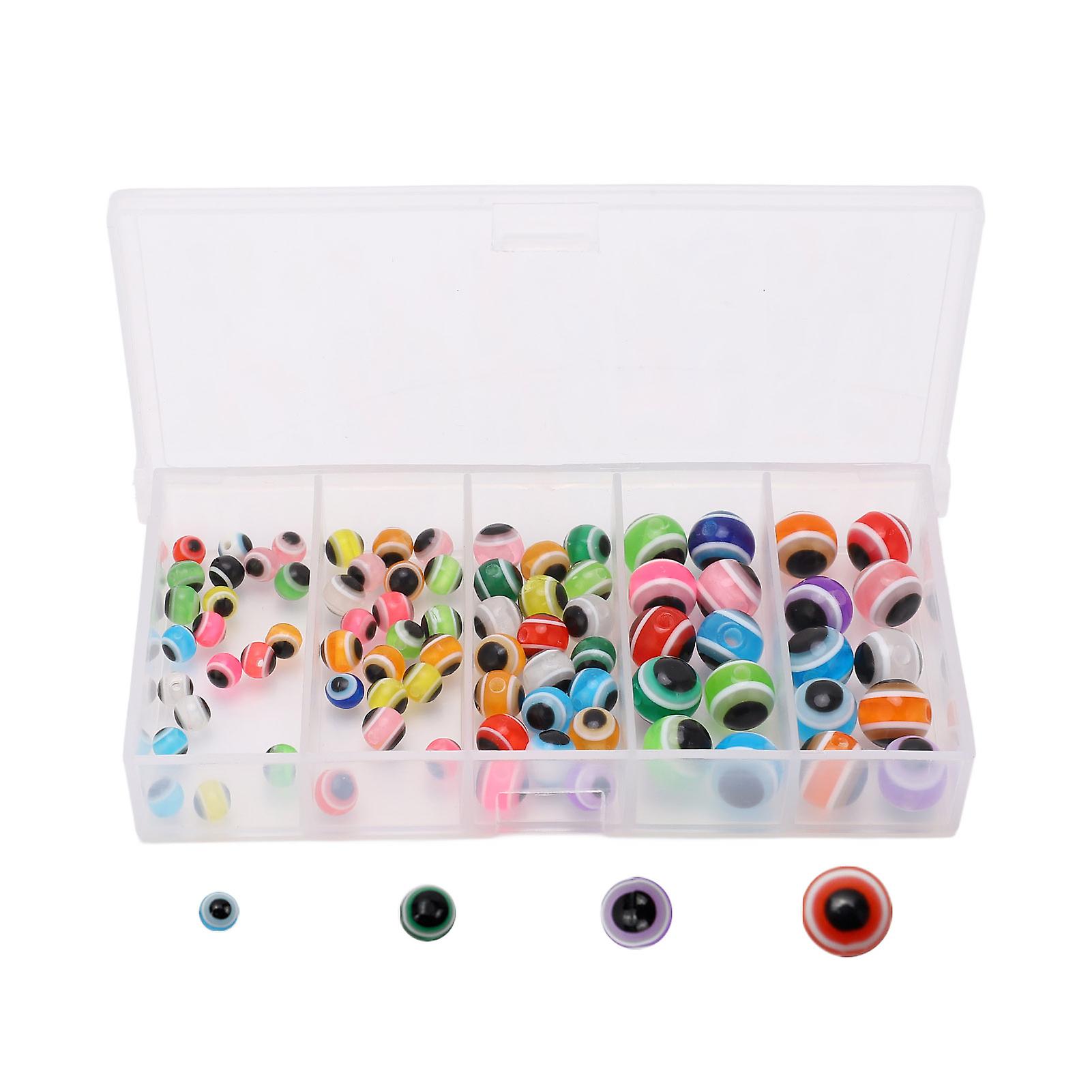 Nimomo 100PCS Fishing Beads Hard Resin Fish Eye Designed with Storage Box Float Balls Stopper for Outdoor Fishing Tackle