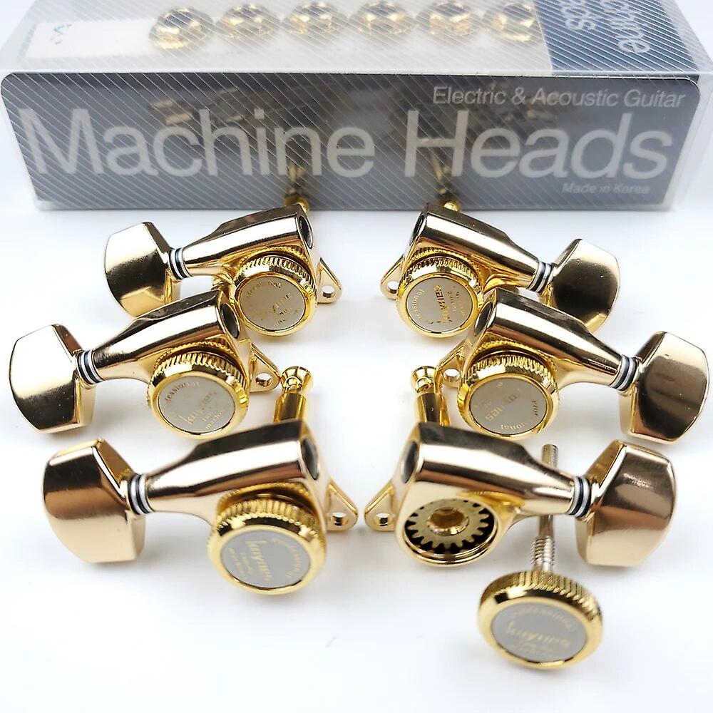 1 set L3 + R3 Guitar Locking Tuners Electric Guitar Machine Heads Tuners Lock String Tuning Pegs Gold Made in Korea