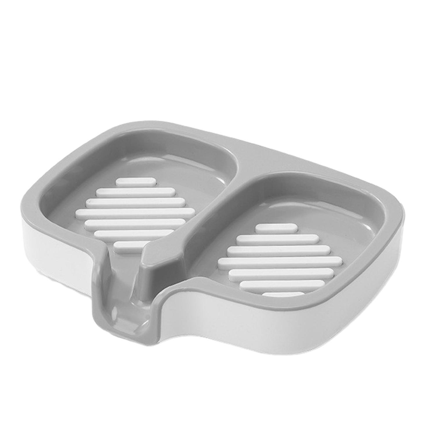 Soap Dish Fast Drainage Dual Compartment Soap Holder Double-layered Soap Storage Box for Home Bathro