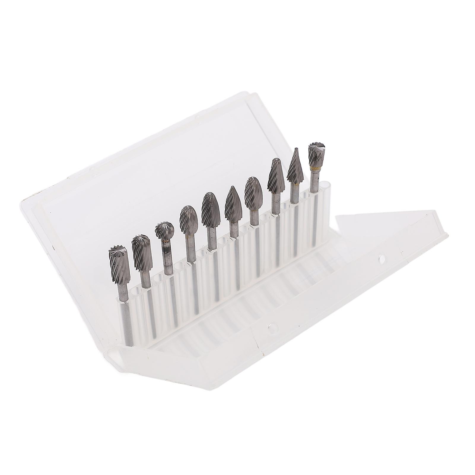 10Pcs Rotary File Burr Grinding Bit Cemented Carbide Tool Set Kit for Chamfering