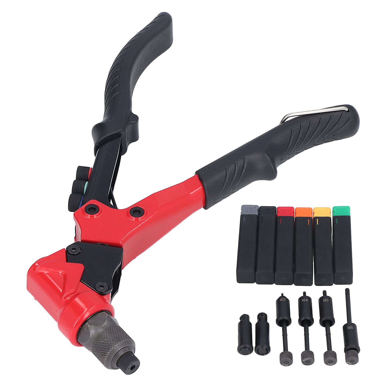 Rivet Gun Kit Universal Integrated Reaming Tool with 6 Manual Interchangeable Heads