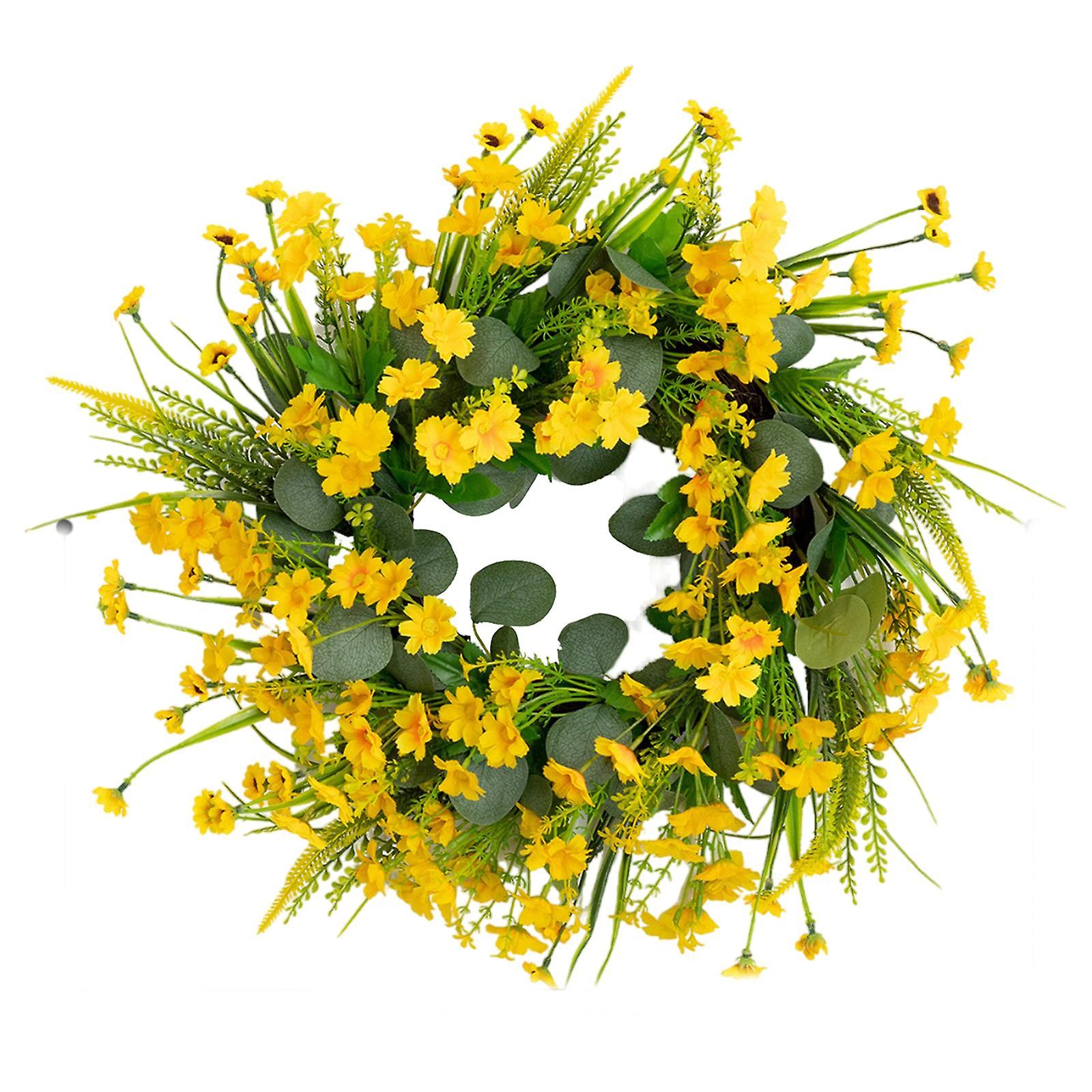 Daisy Wreath Spring Wreath Front Door Wall Hanging Ornament for Easter