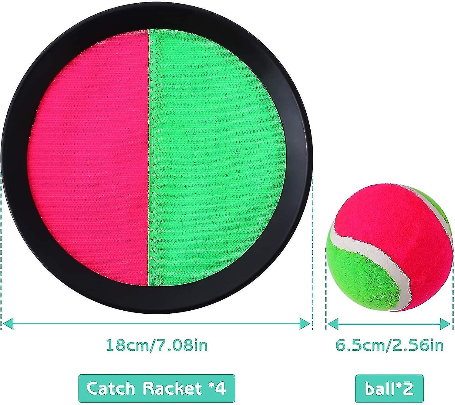 Beach Paddle Game Set with 4 Paddles, 2 Balls - Kids Throwing Fun