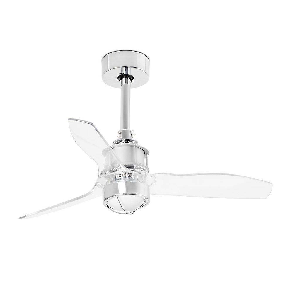 Faro JUST LED Chrome, Transparent Ceiling Fan 81cm, 3000K
