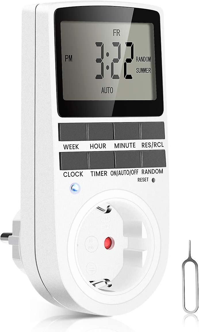 Digital timer 16A / 3680W Electrical outlet 16 configurable programs Random anti-theft 24H / 7D