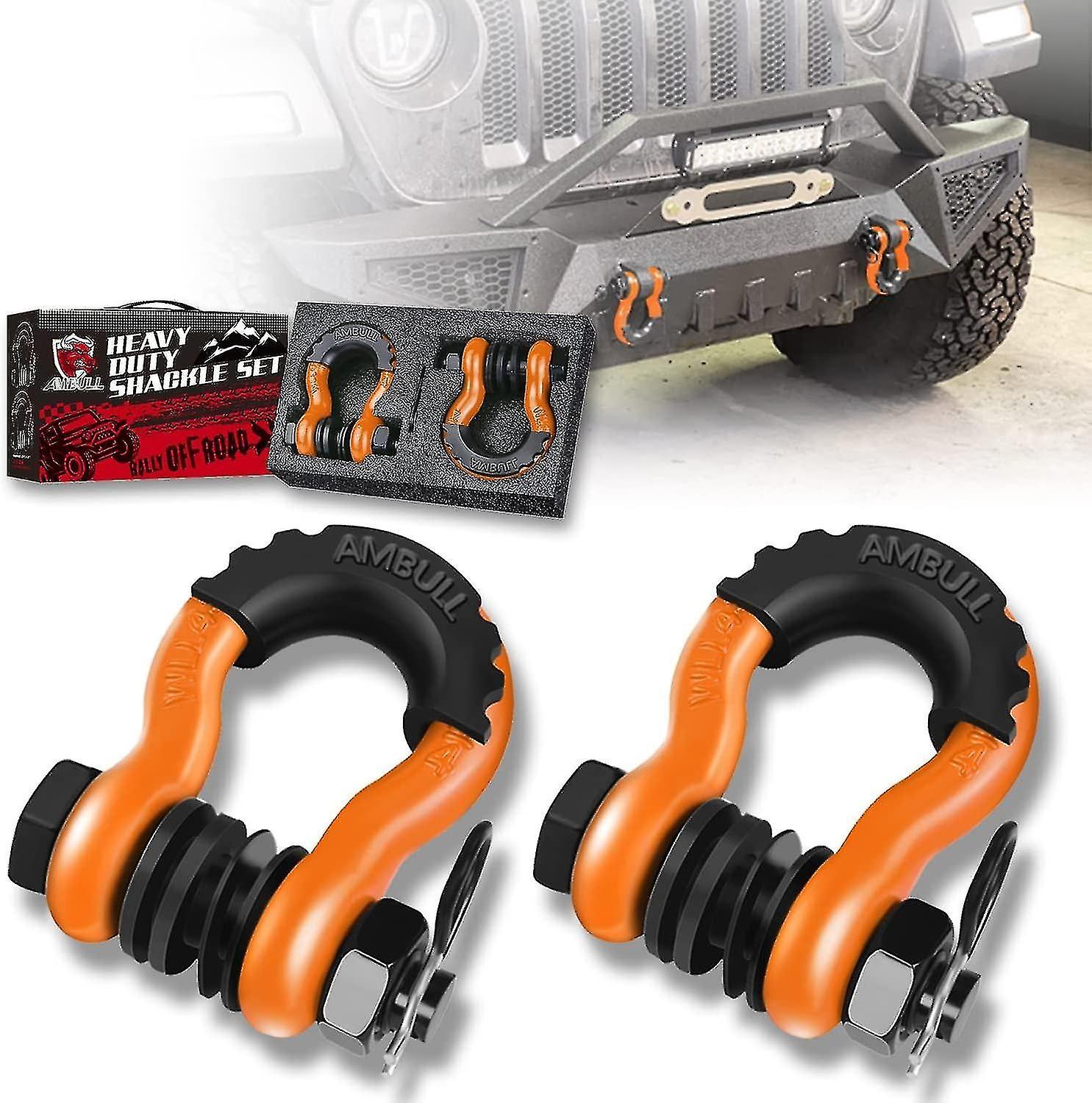 Shackles 3/4 Inch D Ring Shackle (2 Pack) 45,000lb Break Strength With 7/8 Inch Pin, Isolator And Wa