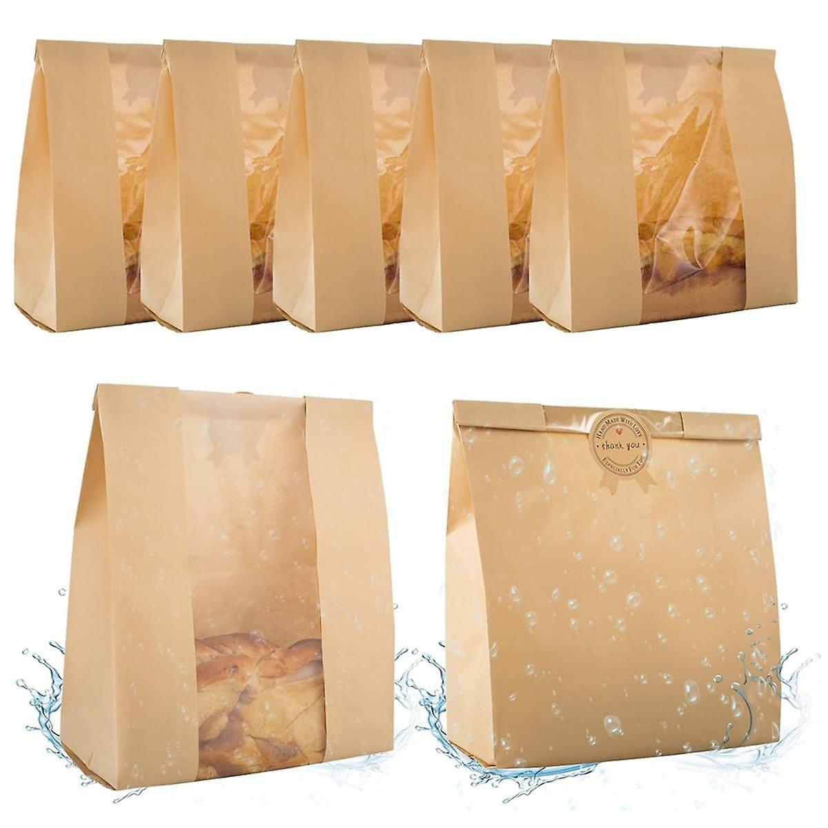 50Pcs Homemade Bread Bag with Clear Window Suitable for Bakers for Packaging and Storage of Baked G